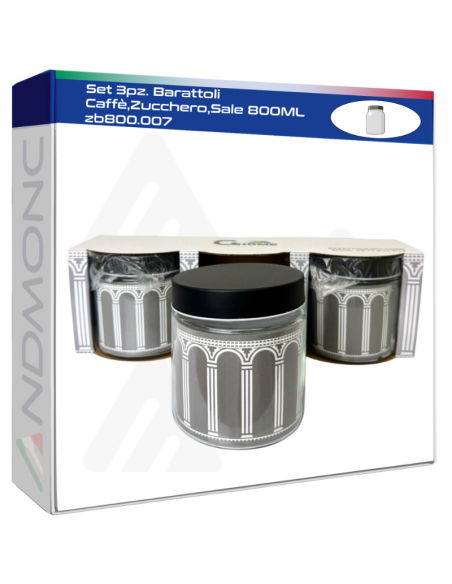 Set 3pz. Barattoli Caffè,Zucchero,Sale 800ML zb800.007