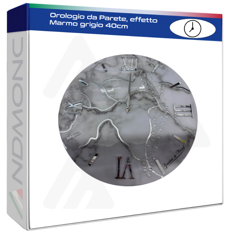 Orologio da Parete, effetto Marmo grigio 40cm