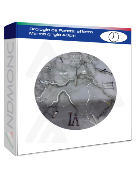 Orologio da Parete, effetto Marmo grigio 40cm