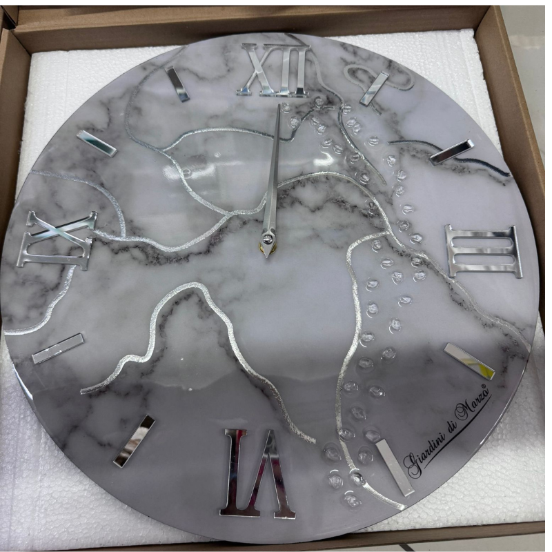 Orologio da Parete, effetto Marmo grigio 40cm
