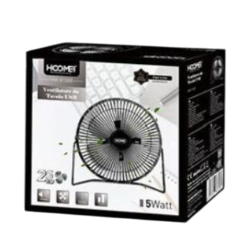 Mini Ventilatore USB, 5W, HM-8108B Nero