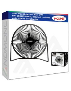 Mini Ventilatore USB, 5W, HM-8108B Nero