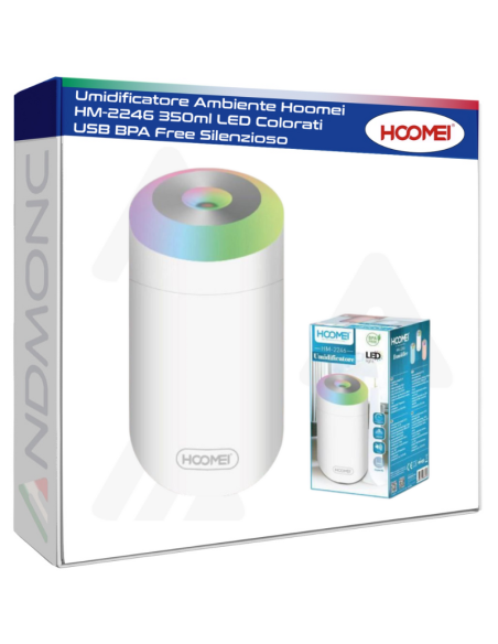 Umidificatore Ambiente Hoomei HM-2246 350ml LED Colorati USB BPA Free Silenzioso