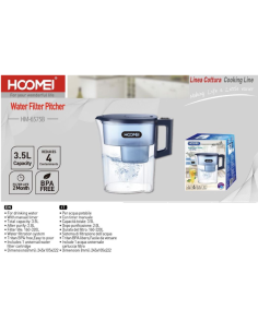 HOOMEI Caraffa Filtrante Acqua 3.5L HM-6575B Brocca BPA... 2