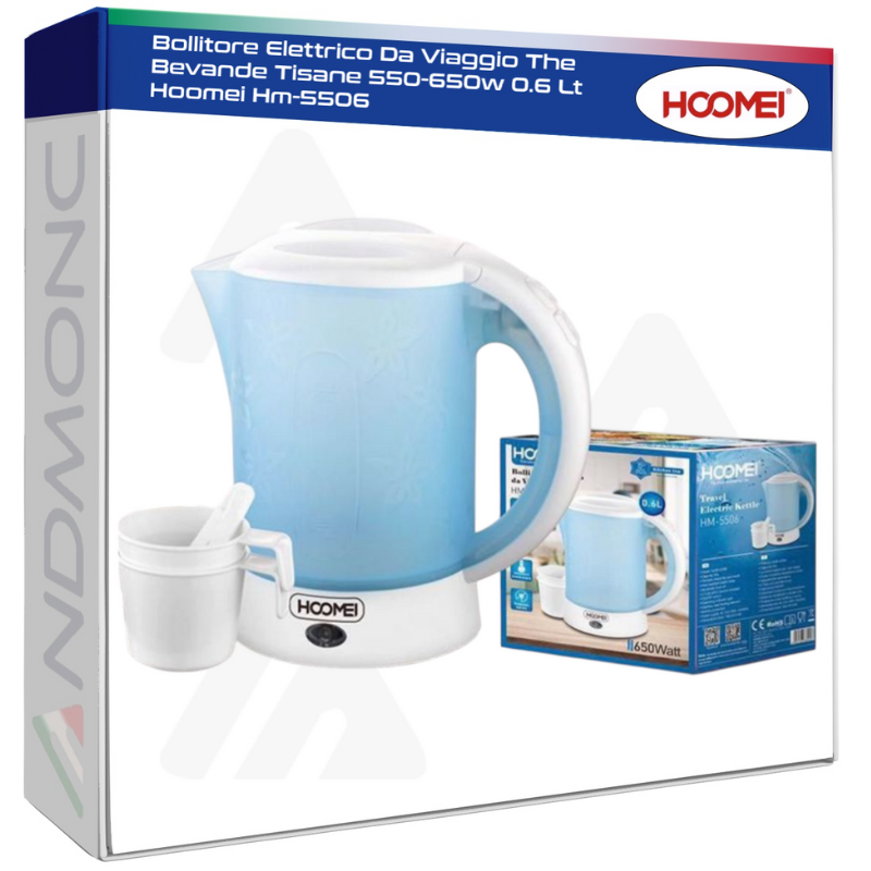 Bollitore Elettrico Da Viaggio The Bevande Tisane 550-650w 0.6 Lt Hoomei Hm-5506