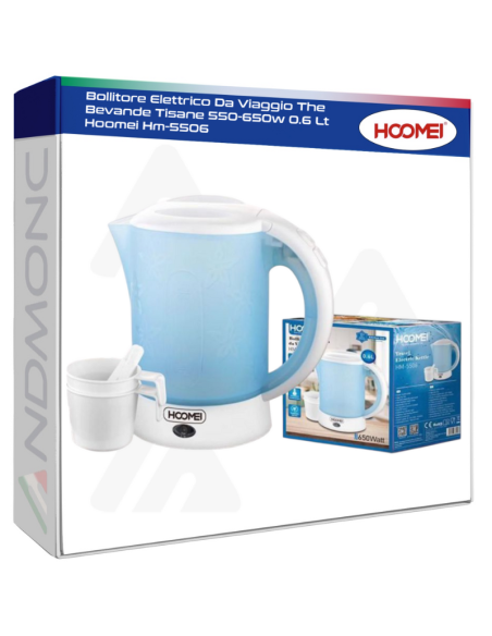 Bollitore Elettrico Da Viaggio The Bevande Tisane 550-650w 0.6 Lt Hoomei Hm-5506