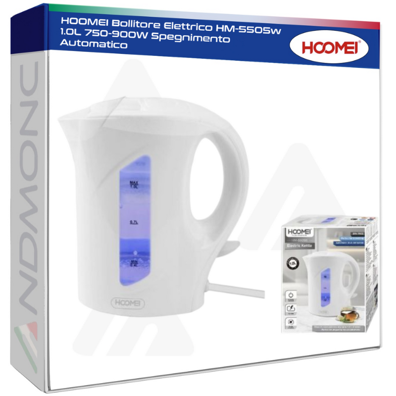 HOOMEI Bollitore Elettrico HM-5505w 1.0L 750-900W Spegnimento Automatico