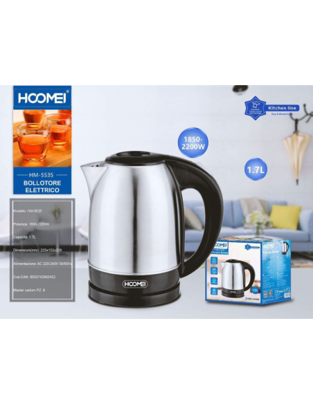 Bollitore Elettrico 2200 Watt 1.7 Litri Per Infusi Tisane Hoomei Hm-5535