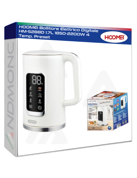 HOOMEI Bollitore Elettrico Digitale HM-5288D 1.7L 1850-2200W 4 Temp. Preset