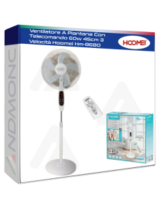 Ventilatore A Piantana Con Telecomando 60w 45cm 3...