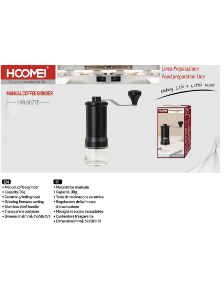 Macina caffè Manuale 30G, nero HM-6077B