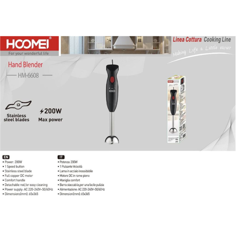Mixer Multifunzione in Acciaio 200W HM-6608