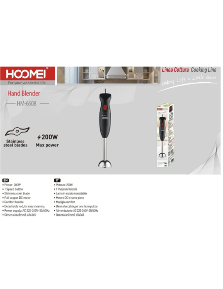 Mixer Multifunzione in Acciaio 200W HM-6608