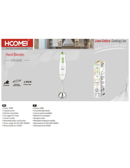 Mixer Multifunzione in Acciaio - Verde, 200W, HM-6640