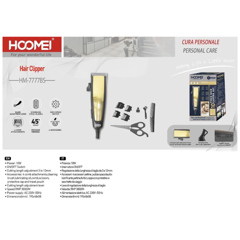 Tagliacapelli 10W + Accessori, HM-777BS
