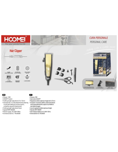 Tagliacapelli 10W + Accessori, HM-777BS