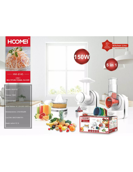 Tagliaverdure Multifunzione 3in1 Grattugia Affetta Spremiagrumi Dessert HM-6145