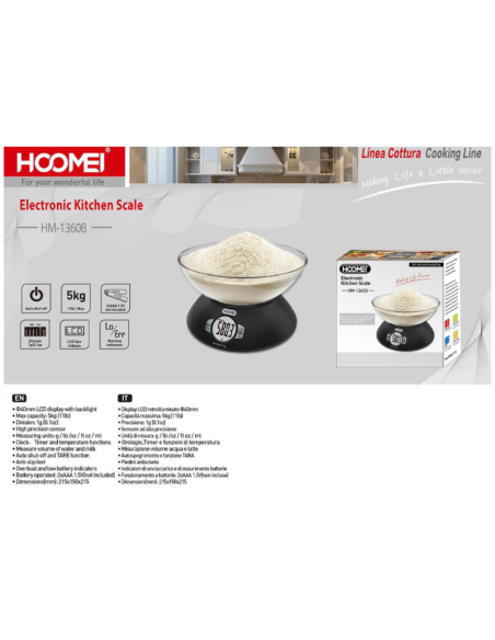Bilancia da Cucina elettronica, display LCD, HM-1360B