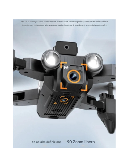 Drone con Fotocamera 4K HD 360° – Modello F80 Nero, Telecomandato, Riprese Aeree Professionali