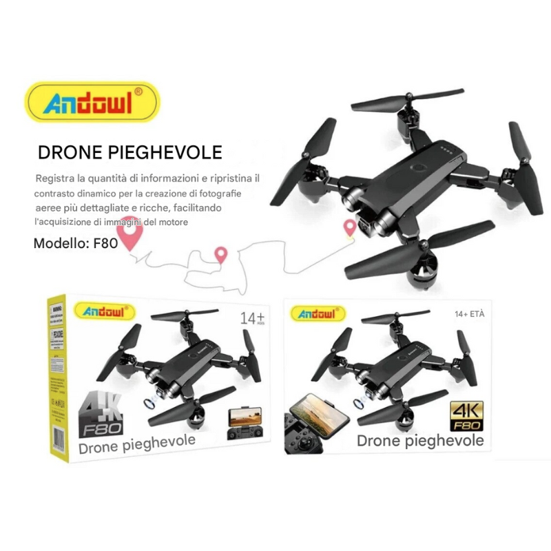 Drone con Fotocamera 4K HD 360° – Modello F80...