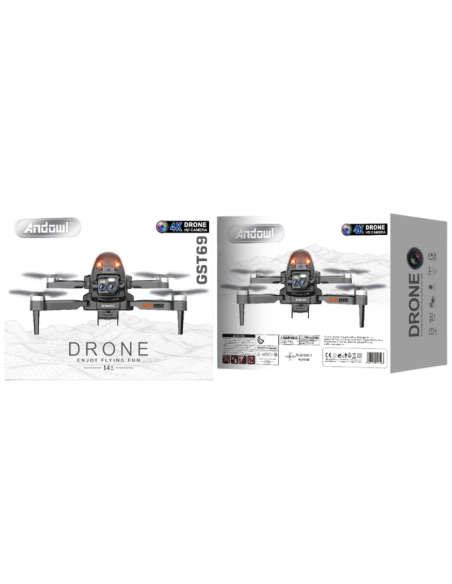 Andowl GST69 Drone con Fotocamera 4K, Telecomando, 360°, Leggero, per Riprese Aeree in HD – Facile da Usare