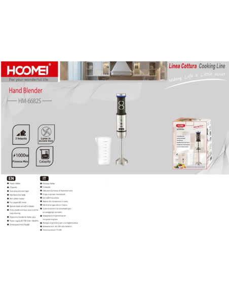 Frullatore ad immersione in Acciaio 1000W, HM-6682S