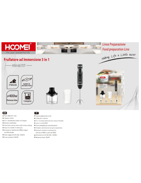 Mixer Multifunzione 3in1 400W, HM-6670T