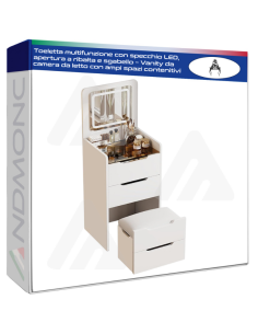 Toeletta multifunzione con specchio LED, apertura a...