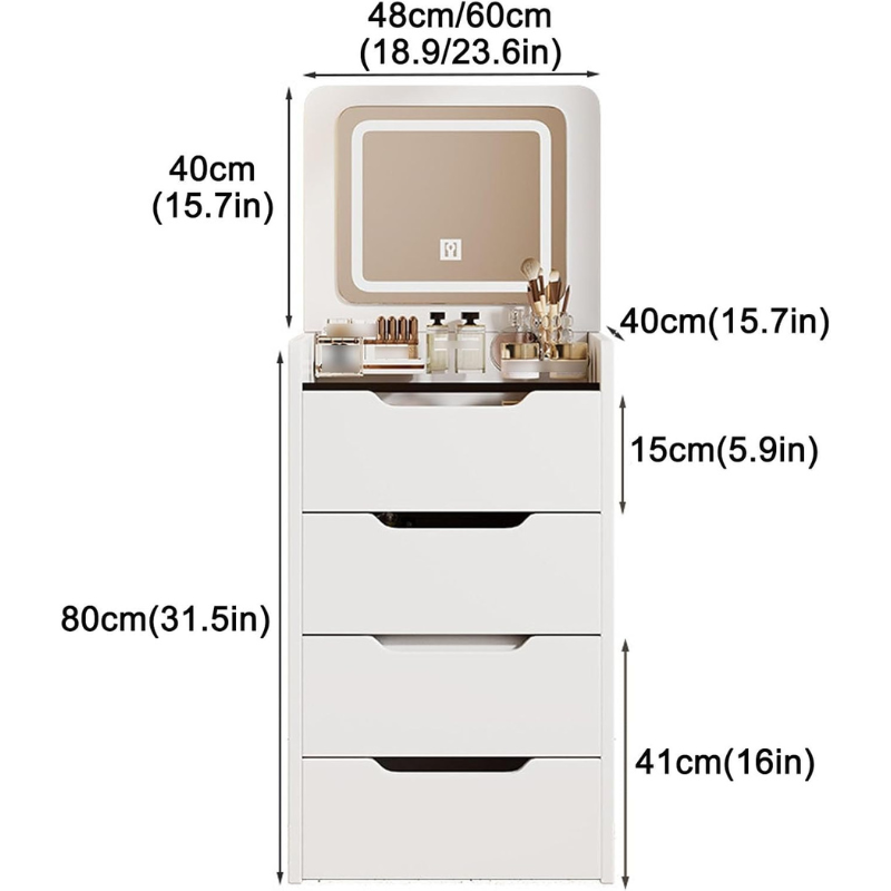 Toeletta multifunzione con specchio LED,...