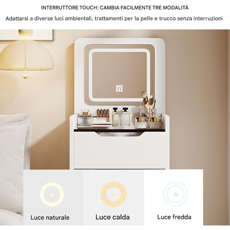 Toeletta multifunzione con specchio LED,...