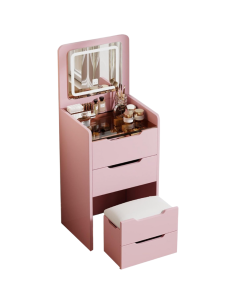 Toeletta con specchio illuminato a LED, sgabello incluso... 2