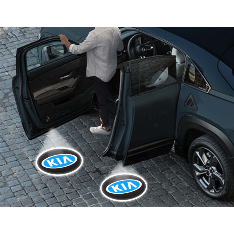Luci sottoporta Kia logo blu kit Carbonio
