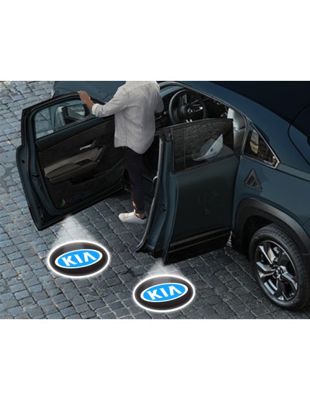 Luci sottoporta Kia logo blu kit Carbonio