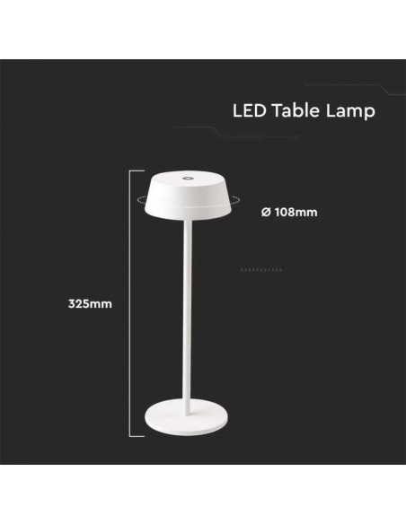 Lampada LED da tavolo bianco nero touch wireless