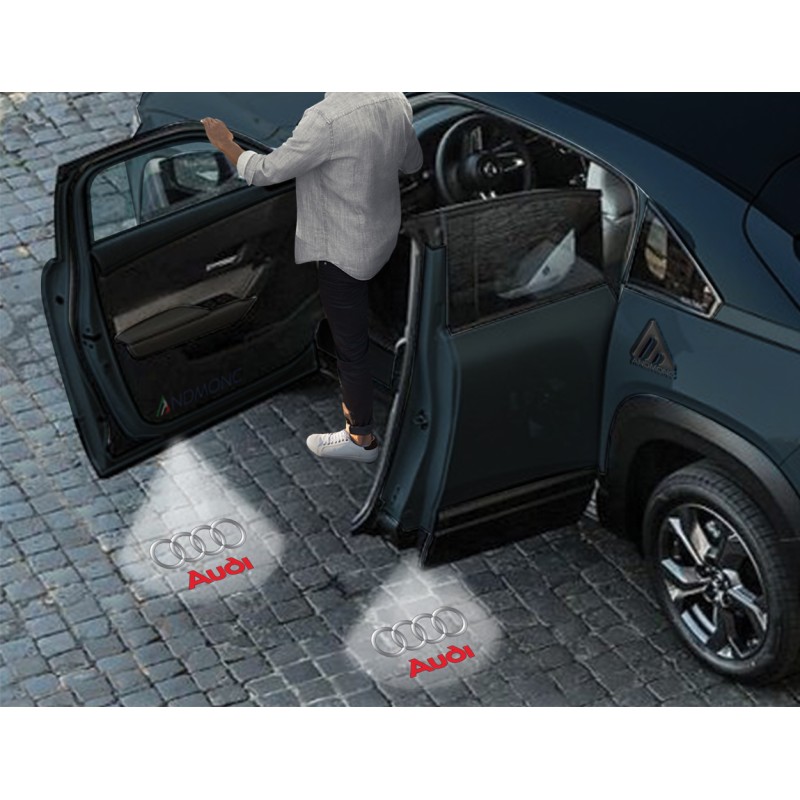Luci sottoporta Audi simbolo e scritta kit Carbonio