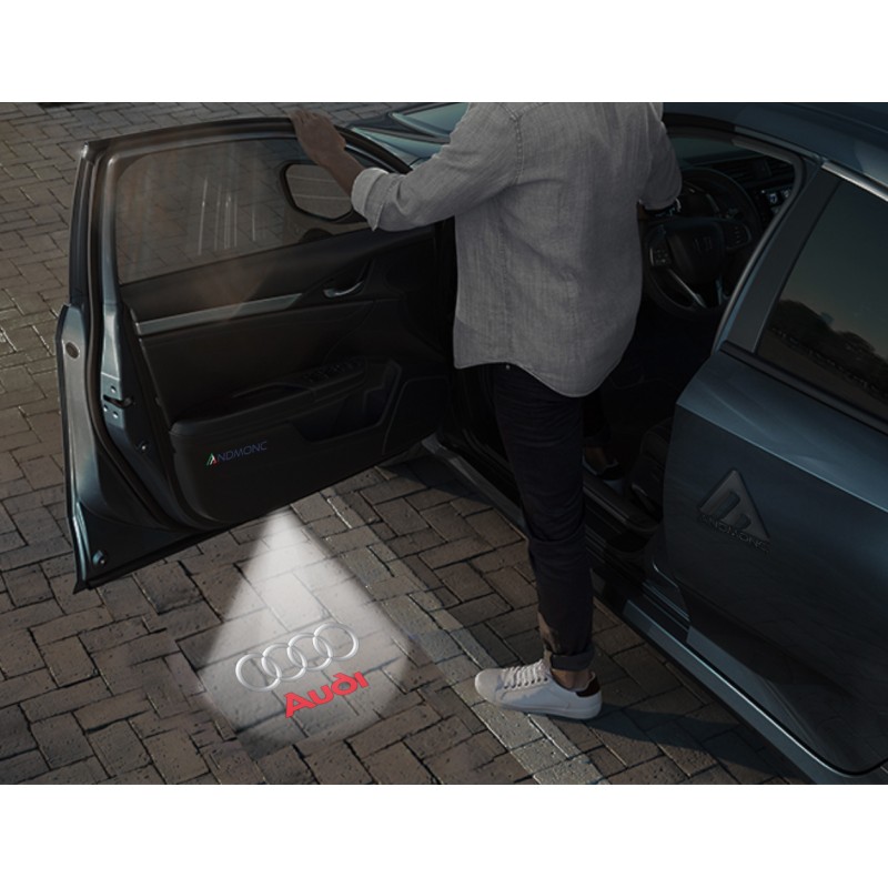 Luci sottoporta Audi simbolo e scritta kit Carbonio