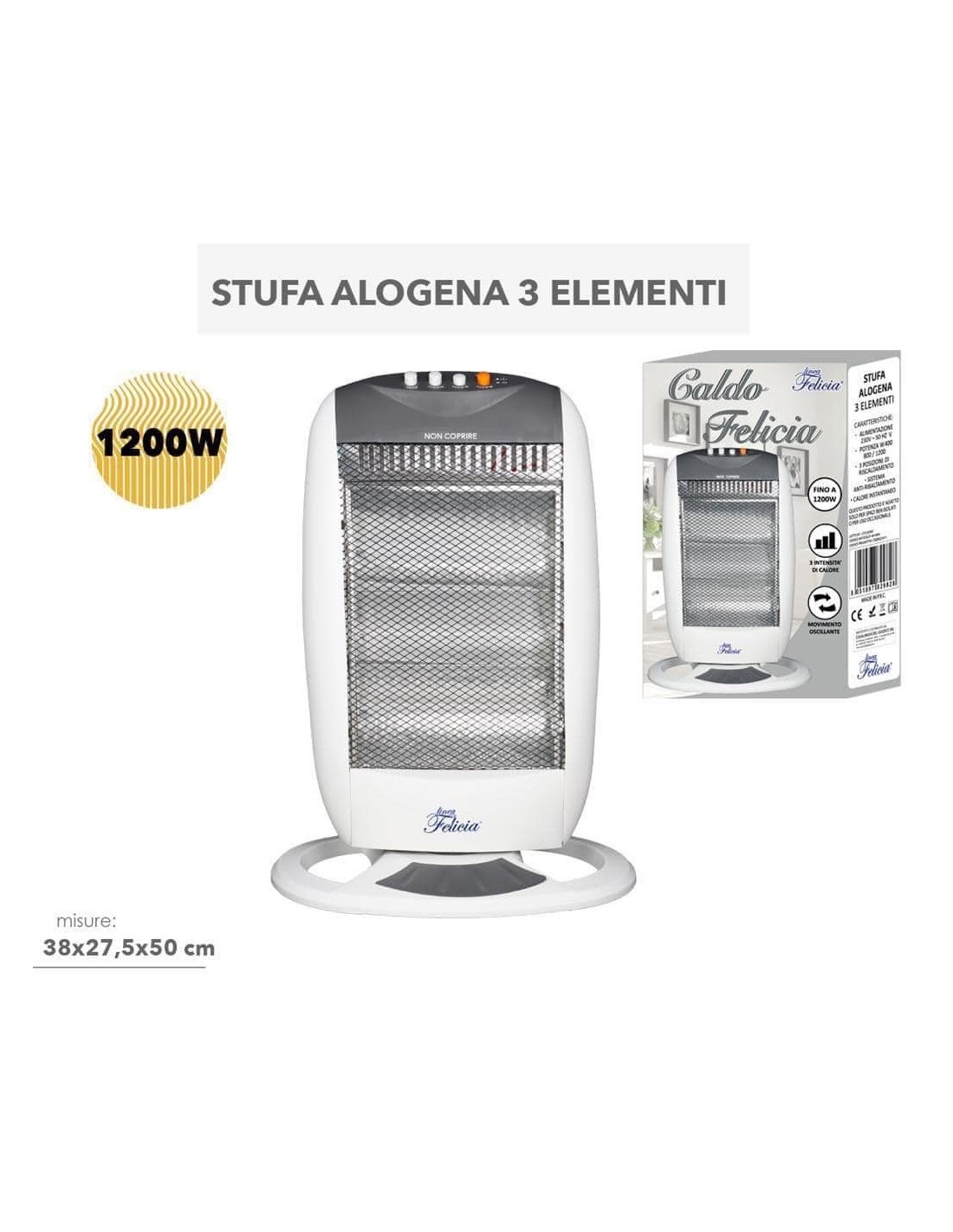 Stufa alogena 3 elementi 1200W