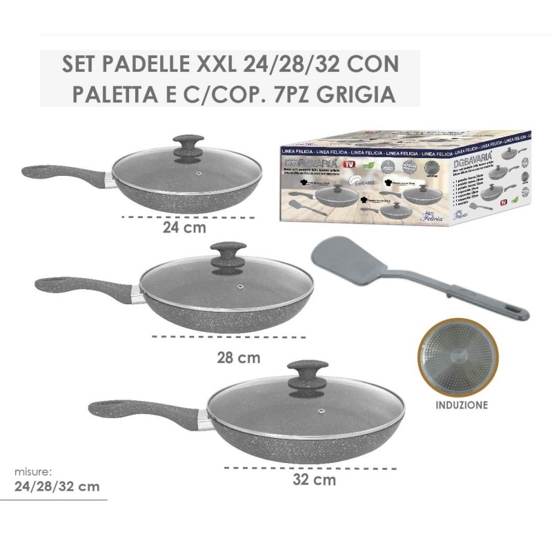 Set 3 padelle DGBAVARIA antiaderenti grigio