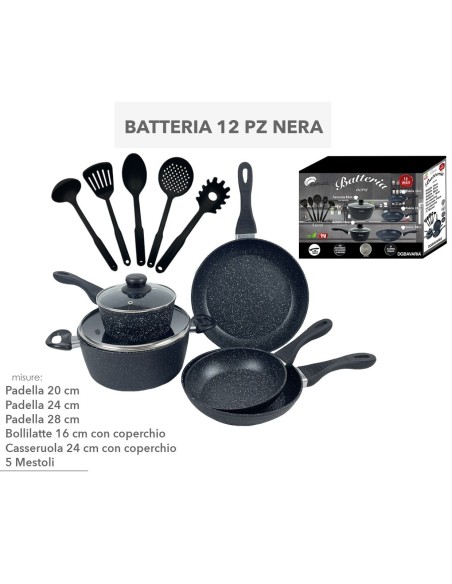 Set da 12 pezzi batteria pentole DGBAVARIA nera