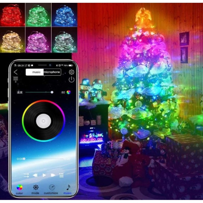 Luci Albero di Natale smart rgb app 10M