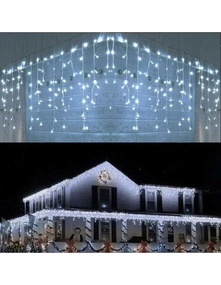 Luci di Natale da esterno cascata bianco giallo 5m