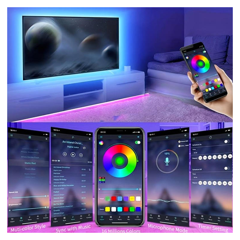 Striscia LED smart rgb multicolore casa,...