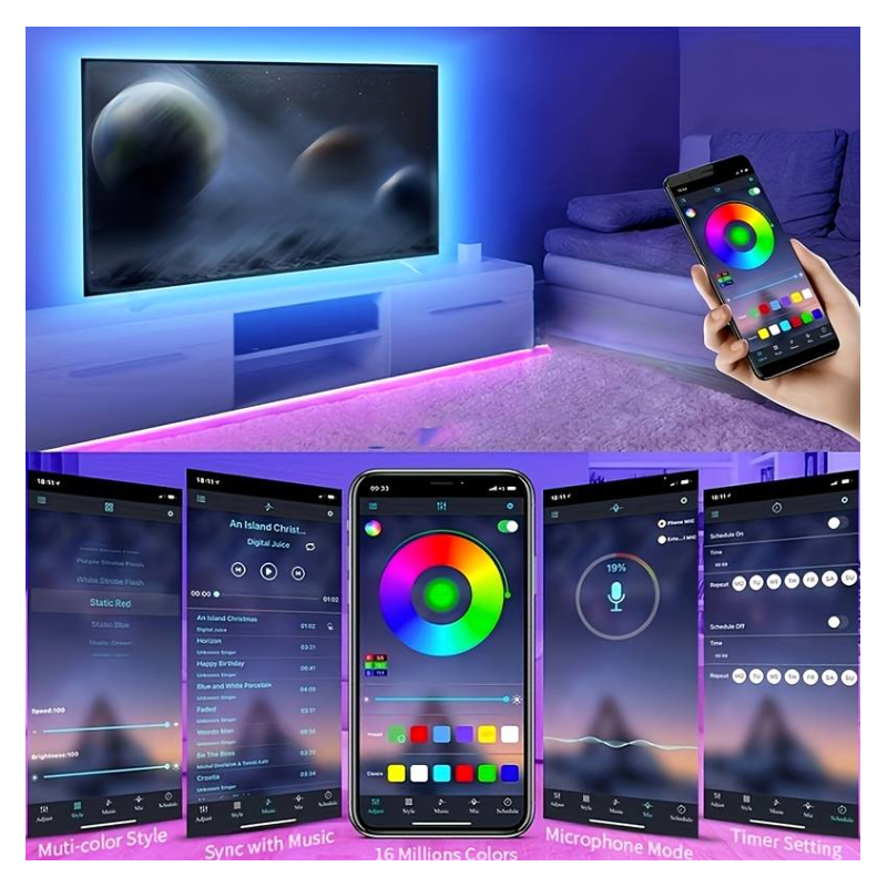 Striscia LED smart rgb multicolore casa,...