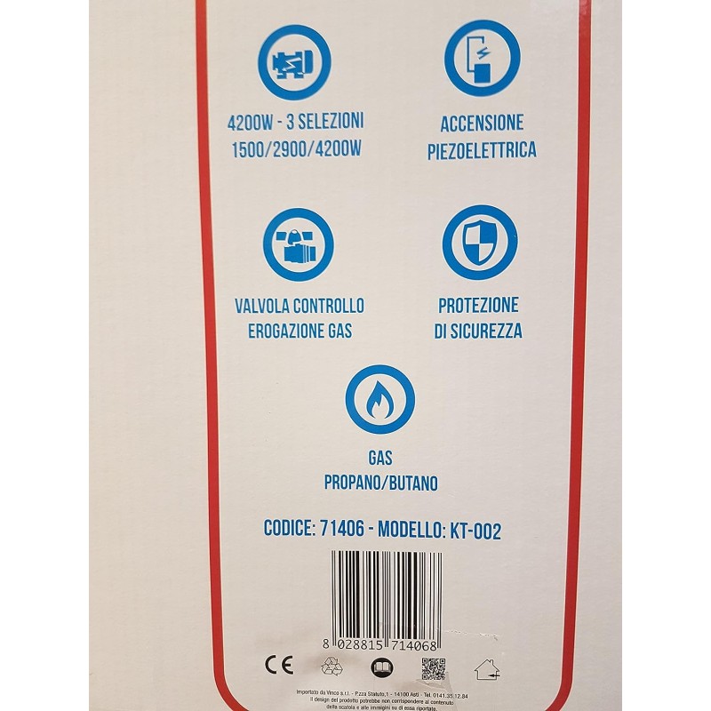 Vinco Stufa a gas con pannello infrarossi, 4200...