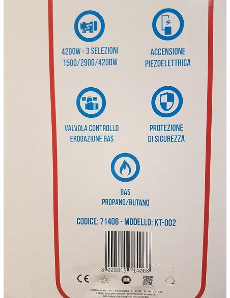 Vinco Stufa a gas con pannello infrarossi, 4200 Watt, Grigio scuro