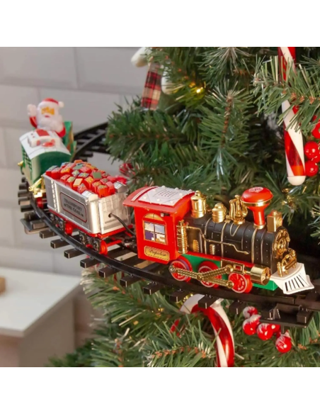 Natale Pista Treno in Plastica Per Albero con Luce LED