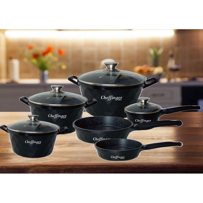 Set pentole a induzione pentole diamantate Nero...