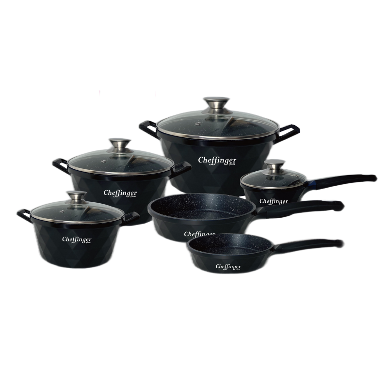 Set pentole a induzione pentole diamantate Nero...