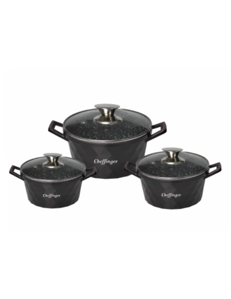 Cheffinger Set Di Casseruole Diamantate Nero