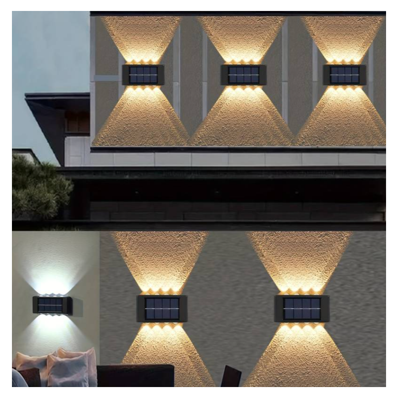 2pz. luci solare impermeabile da parete da esterno